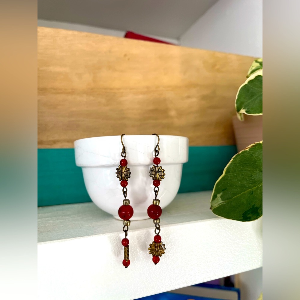 Handcrafted Red Agate Earrings